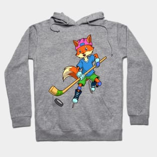 Cartoon fox plays ice hockey Hoodie